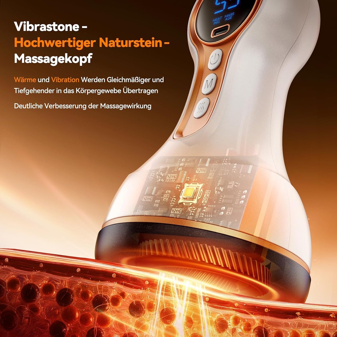 Nahaufnahme des Massagekopfs aus Bian-Naturstein